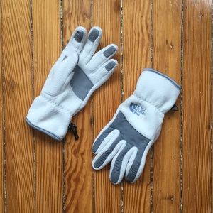 White Northface Fleece Gloves